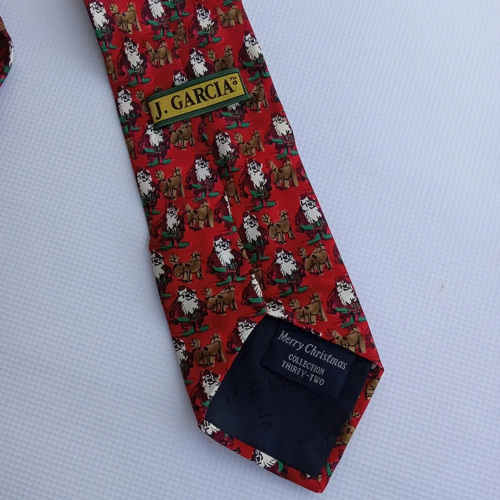 J. Garcia Vintage Jerry Garcia Grateful Dead Merry Christmas Santa Silk Tie‎